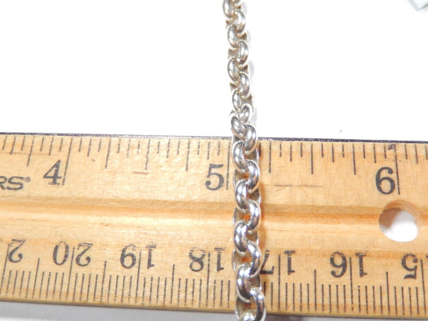 *VINTAGE*  Thick 4.0mm Sterling Silver Rolo Link Charm Bracelet 7' w/ initial V