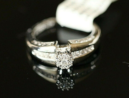 *VINTAGE* Keepsake 14K White Gold .33CTNatural Diamond Engagement Ring Size 7.25