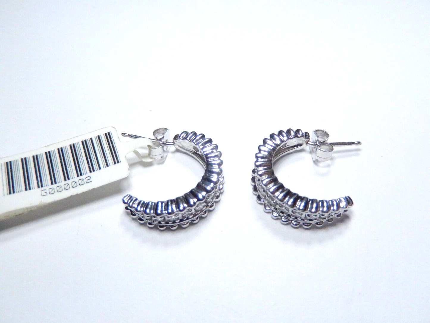 *NWT*  14K White Gold .50 CT Natural Diamond 3/4 Hoop Earrings 17mm