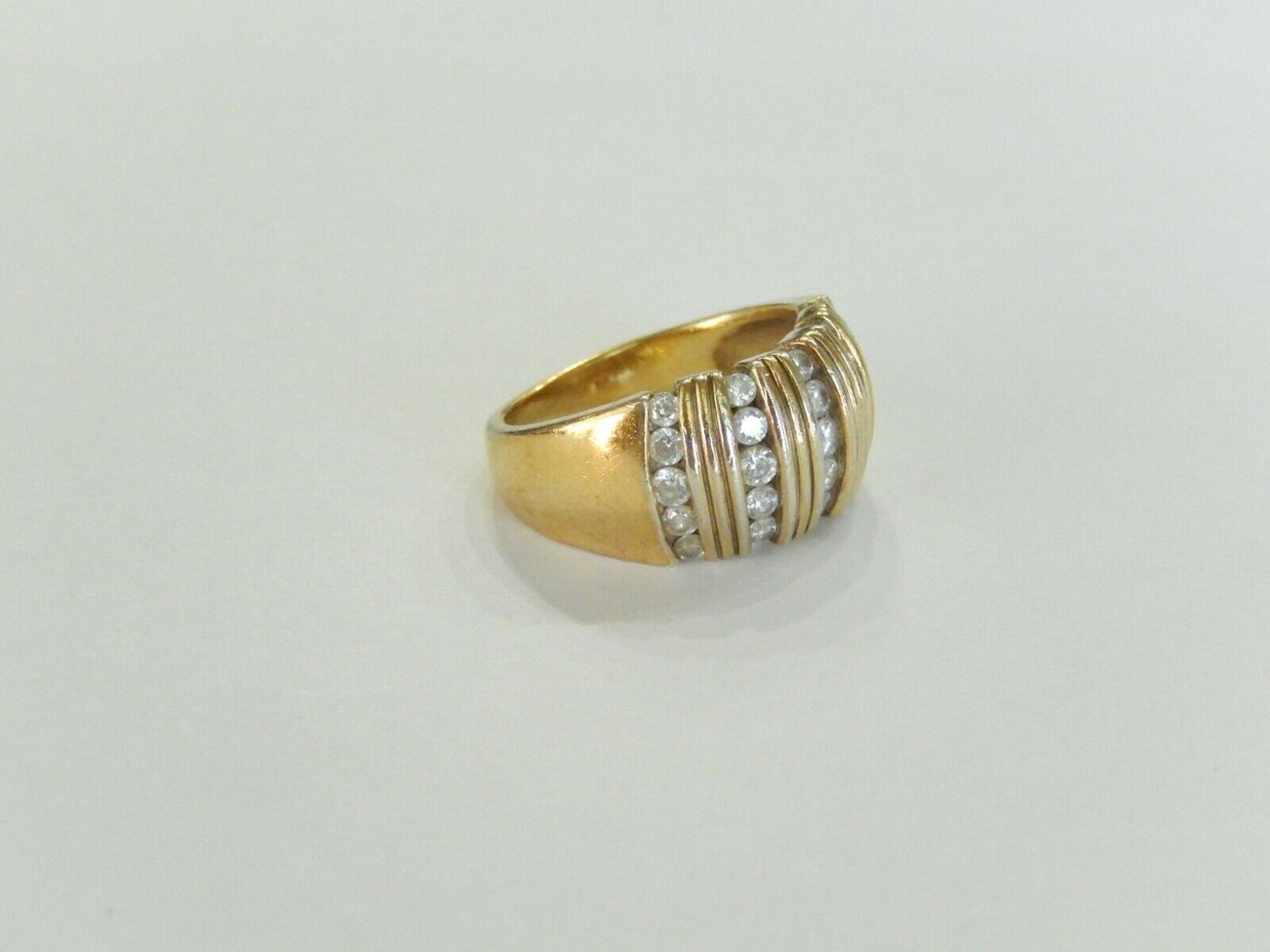 *VINTAGE* 14K Gold Vermeil Sterling CZ Cubic Zirconia Dome Ring Size 9.25