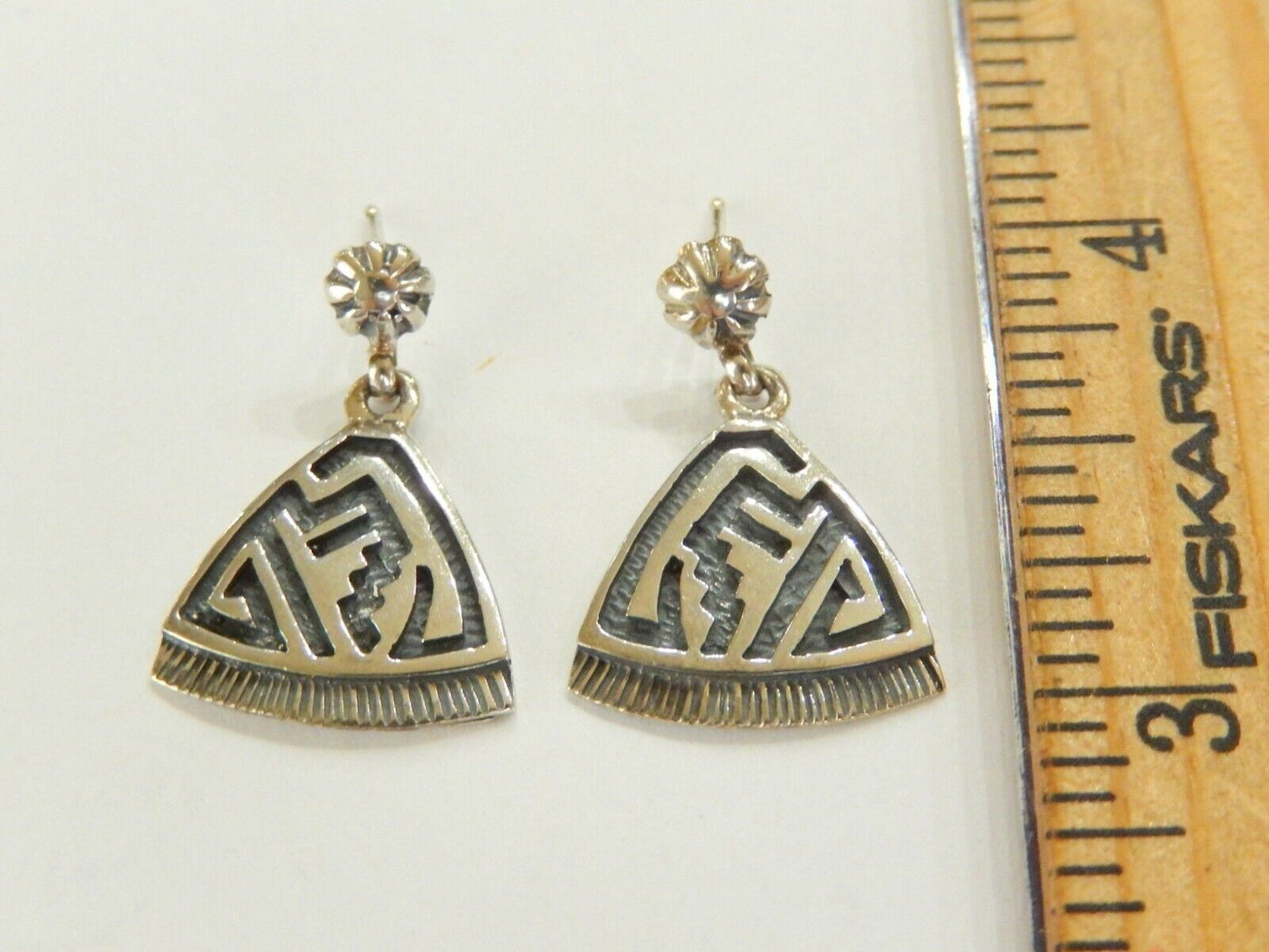 NATIVE AMERICAN Rick Tolino  Sterling Silver  Dangle Earrings Signed