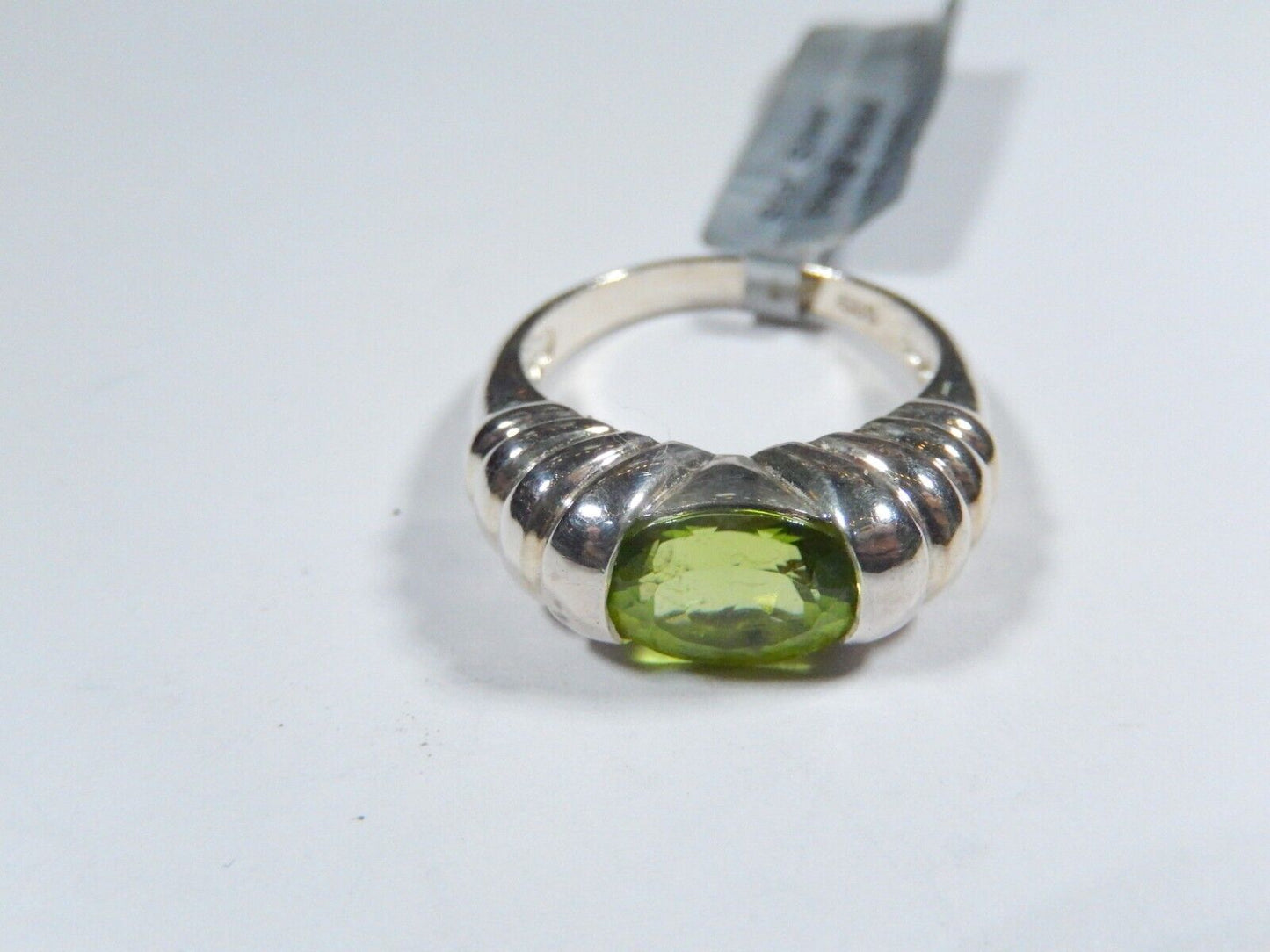 Vintage Sterling Silver 925 Pave Set Peridot Green August Ring Size 6