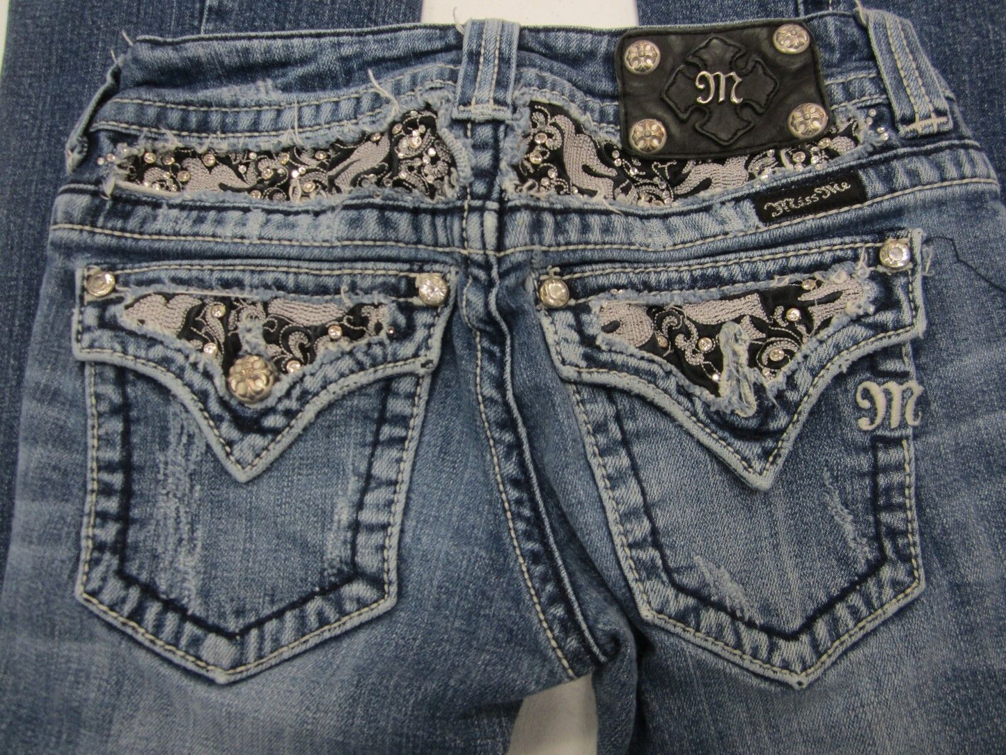 VERY NICE Miss Me Jeans JP5002-21 Boot Embellished Dove Size W26 x L34