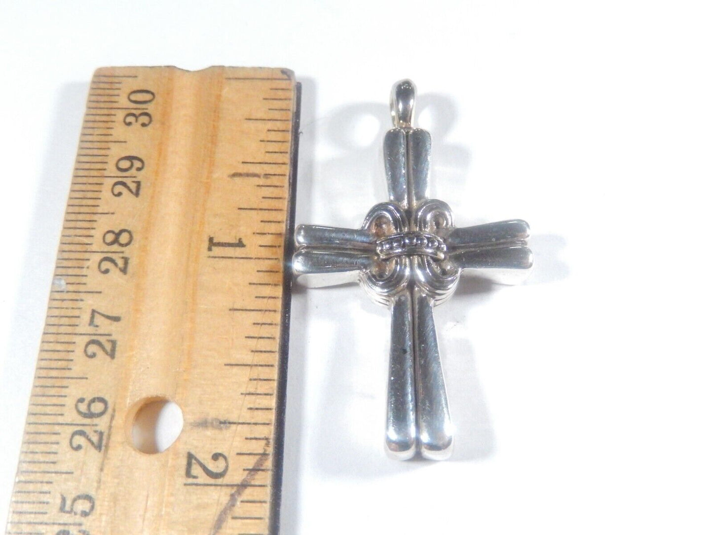 *VINTAGE*   Heavy .925 Sterling Silver Cross pendant 1 -7/8" x 1 -1/16"