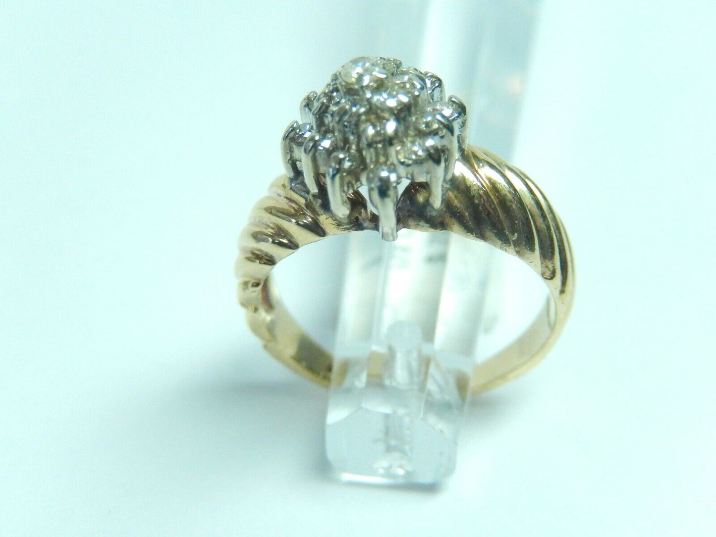 *VINTAGE*  14K Yellow Gold 1/3 ct. tw. Natural Diamond Cluster Ring Size 5.75