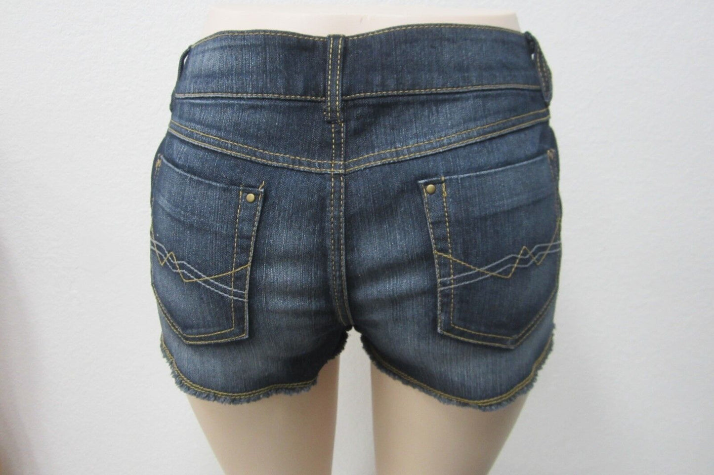 NEW! Mudd  Dark Denim Gold Sequin Shortie Shorts Distressed Cut Offs Size 11