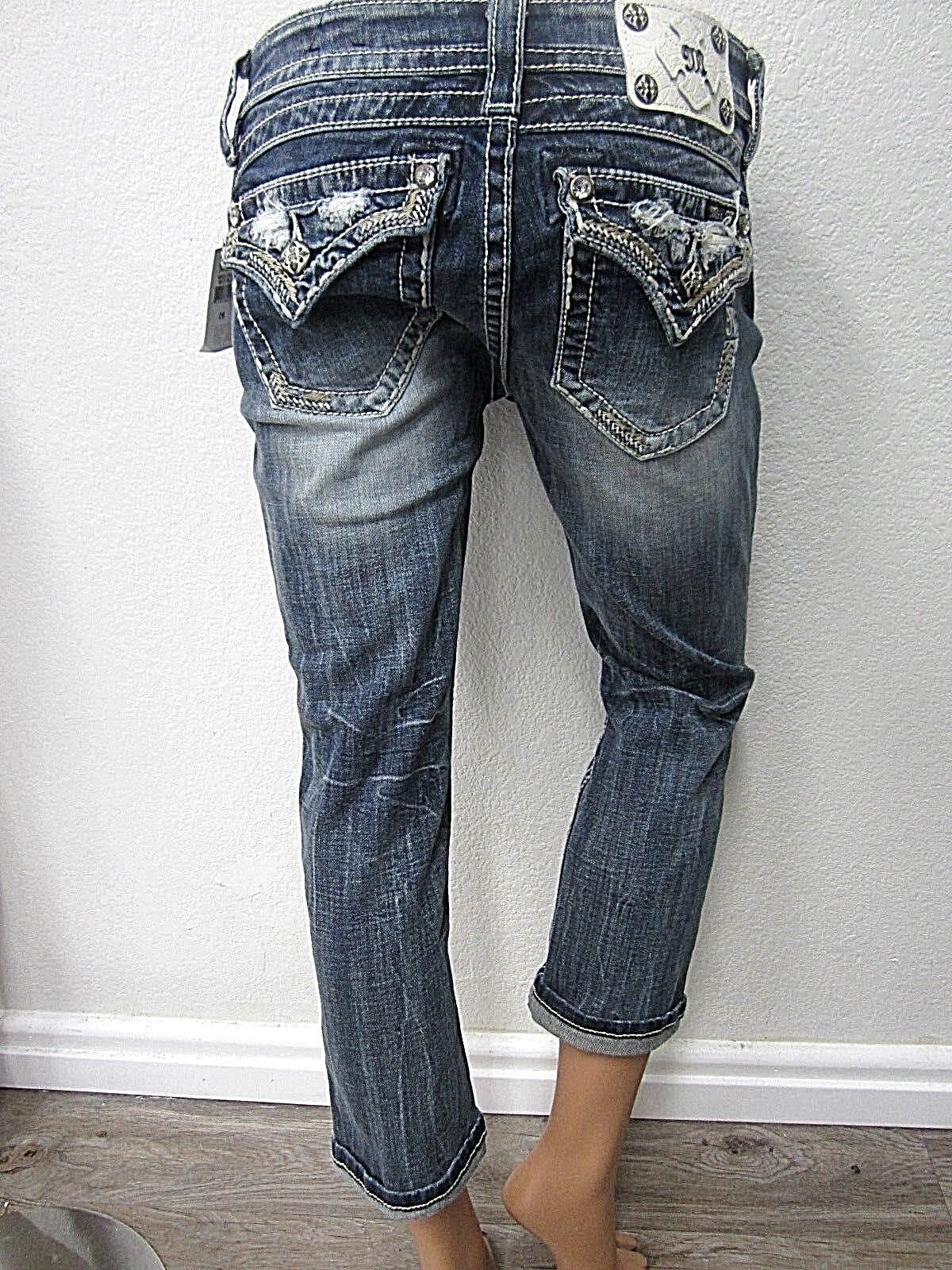 NWT  MISS ME EMBELLISHED Standard Cropped Jeans ME8518C3 sz 26 X 23