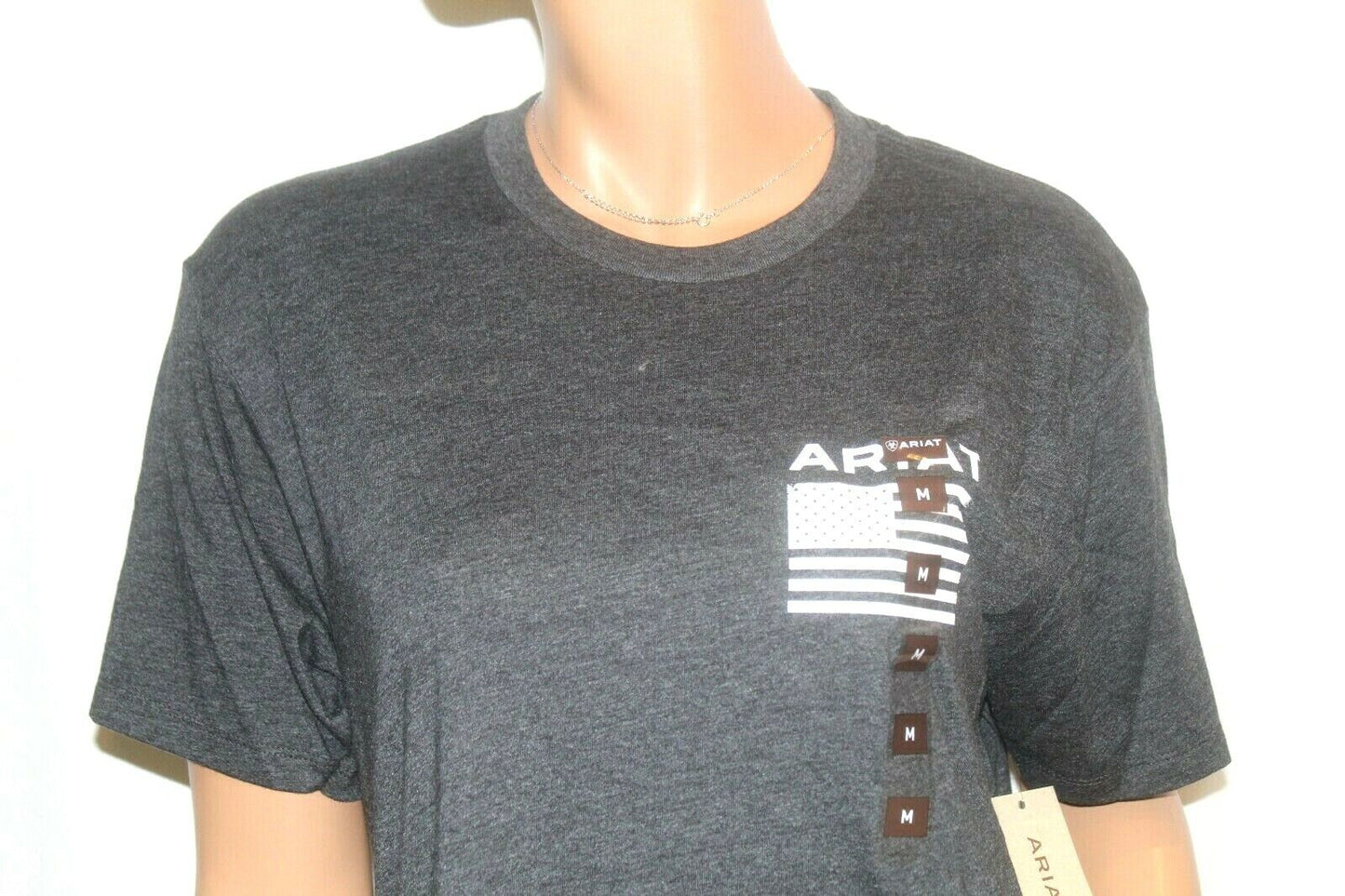 *NWT*  Ariat Men's Freedom Logo Flag Tee Short Sleeve - Charcoal NEW Size Medium