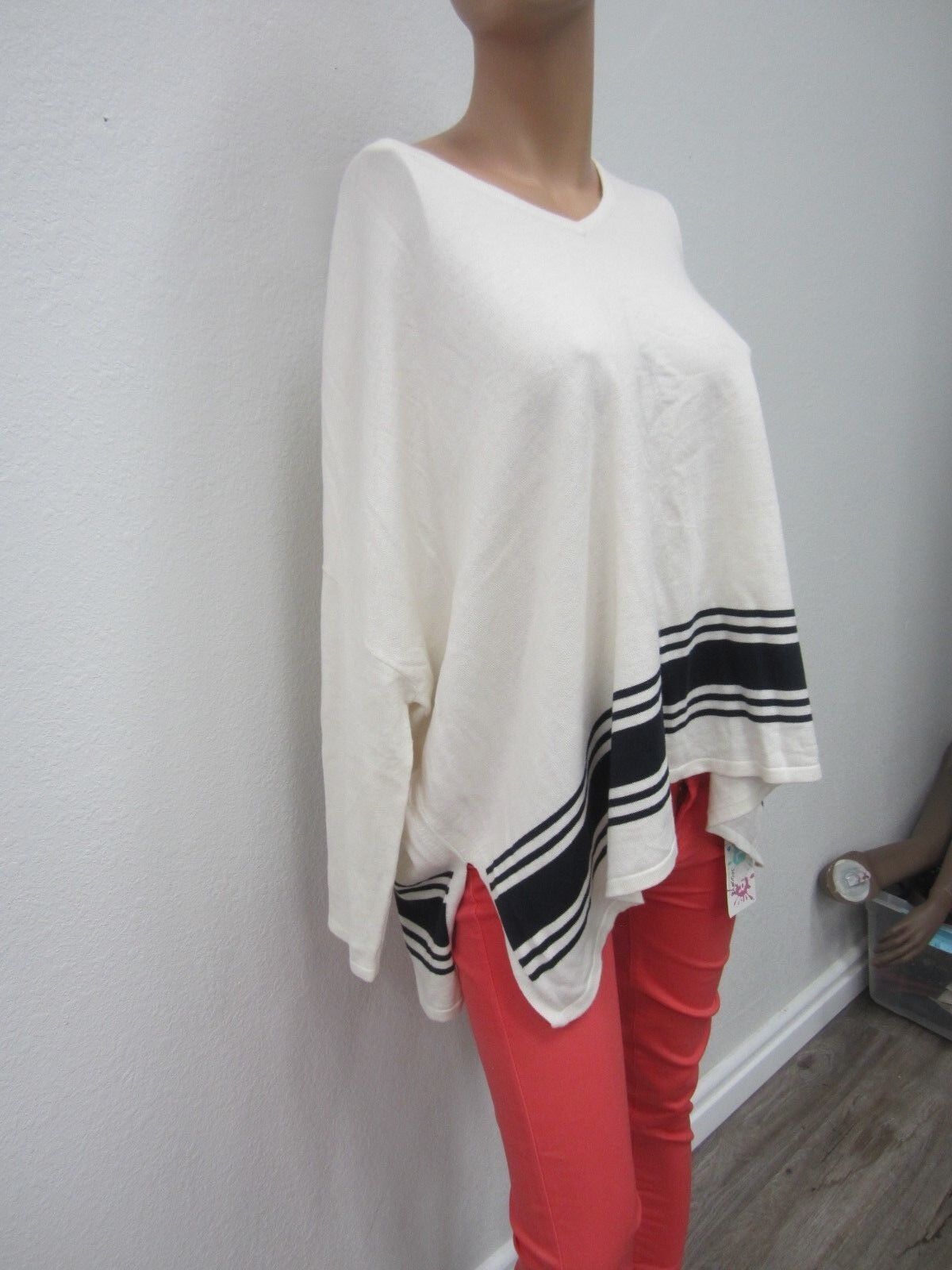 NWT Authentic TOMMY HILFIGER Womens Sweater  Cotton V-Neck 3/4 Sleeve Size XL