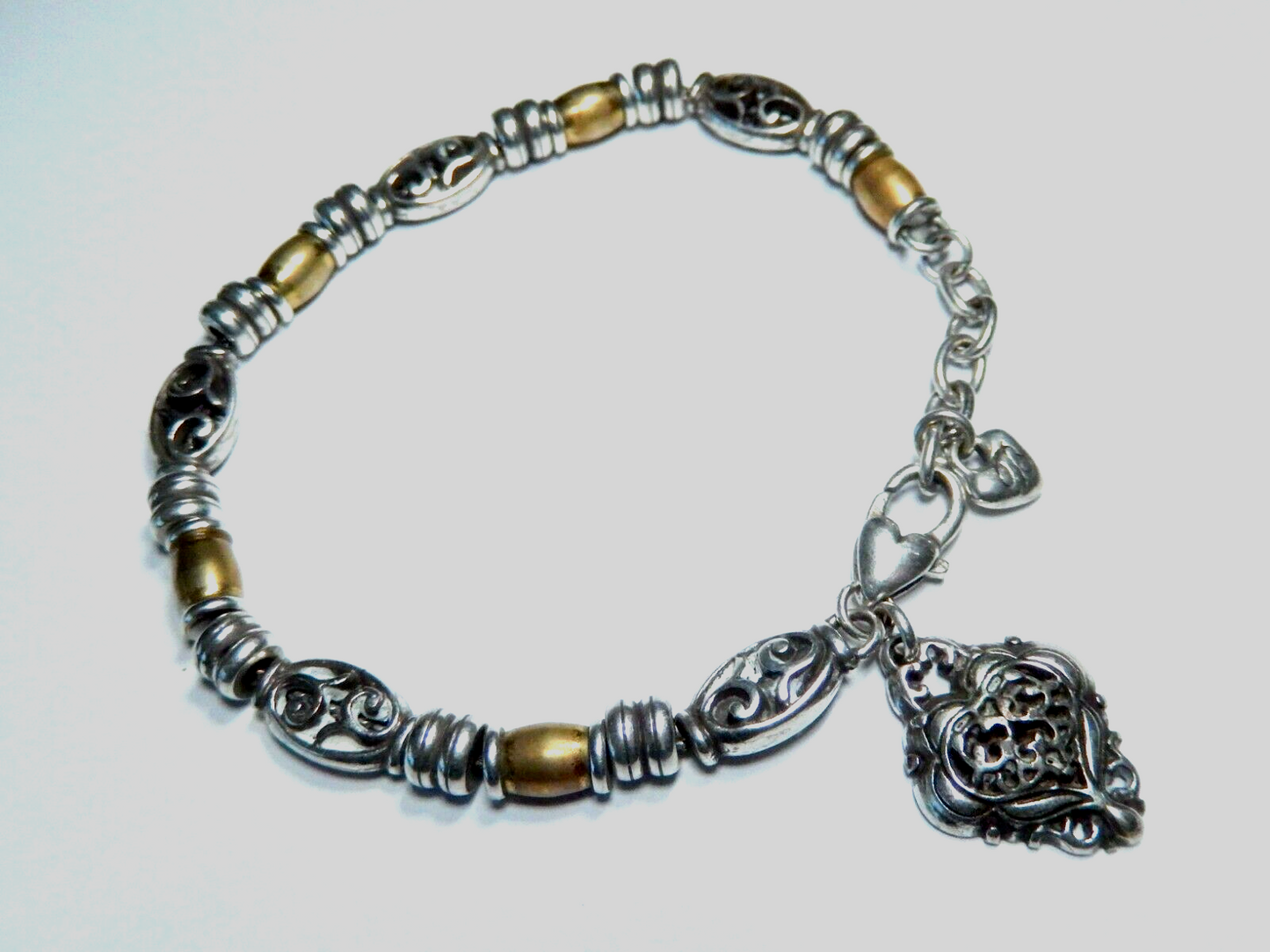 *RETIRED*  BRIGHTON SYMPHONY Heart Silver Gold 2 Tone Retired BRACELET