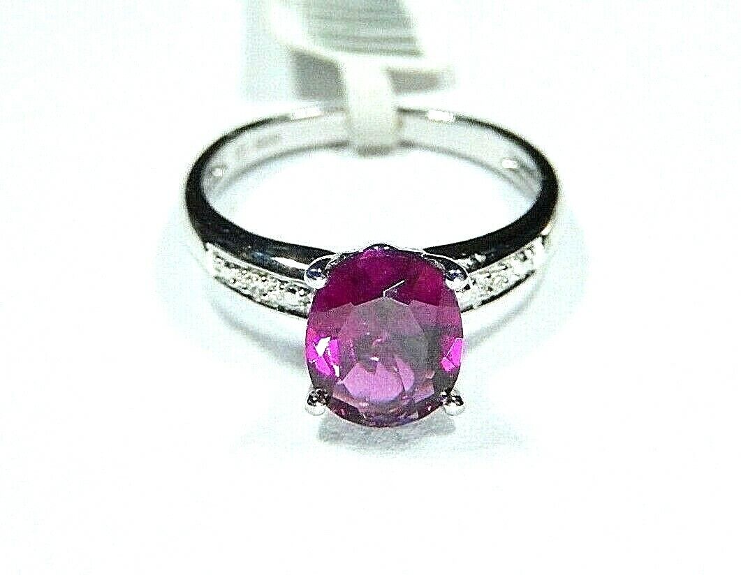 *NEW* 14K White Gold Natural Purple Amethyst & VS Diamond Ladies Ring Sz 5.75