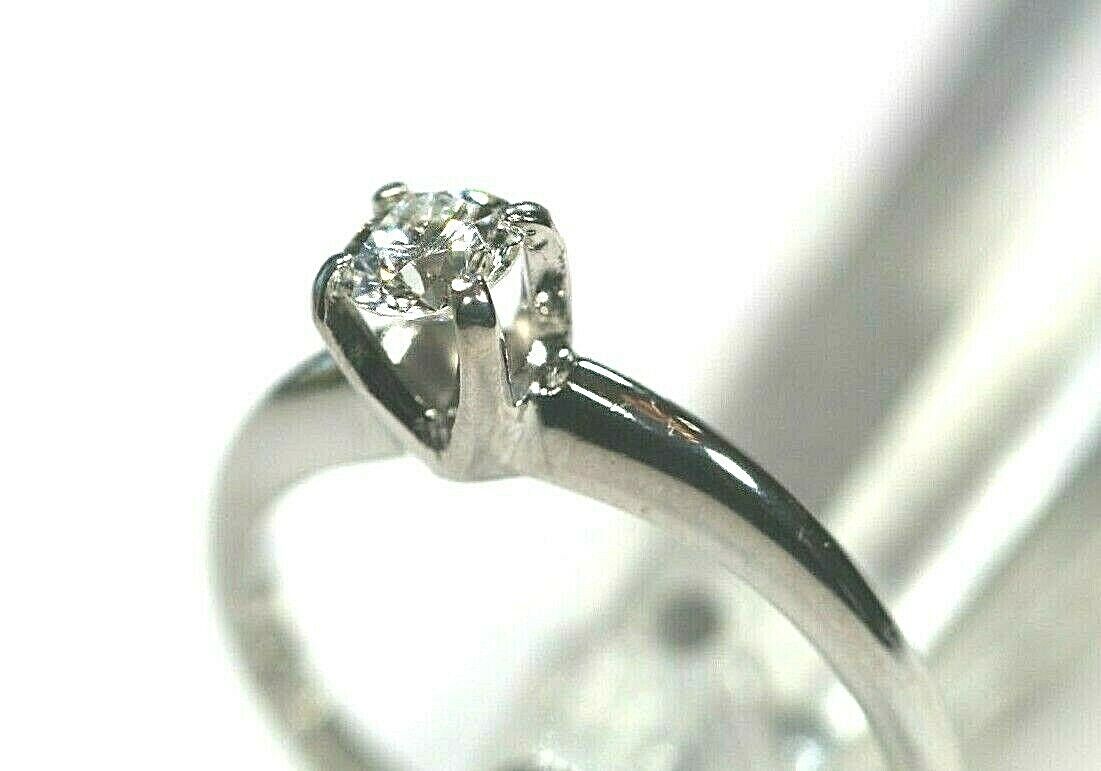 *NWT* 14K White Gold 1/3Ct Round  White VS Natural Diamond Solitaire Ring Sz 6