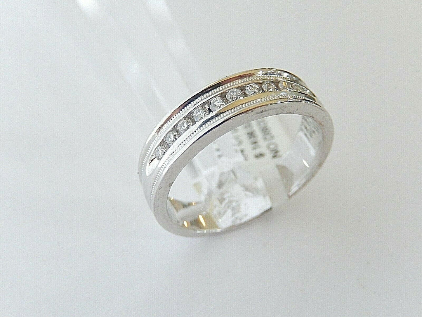 Mens 6mm Heavy 14k White Gold .25CT VS1 Diamond Band Ring