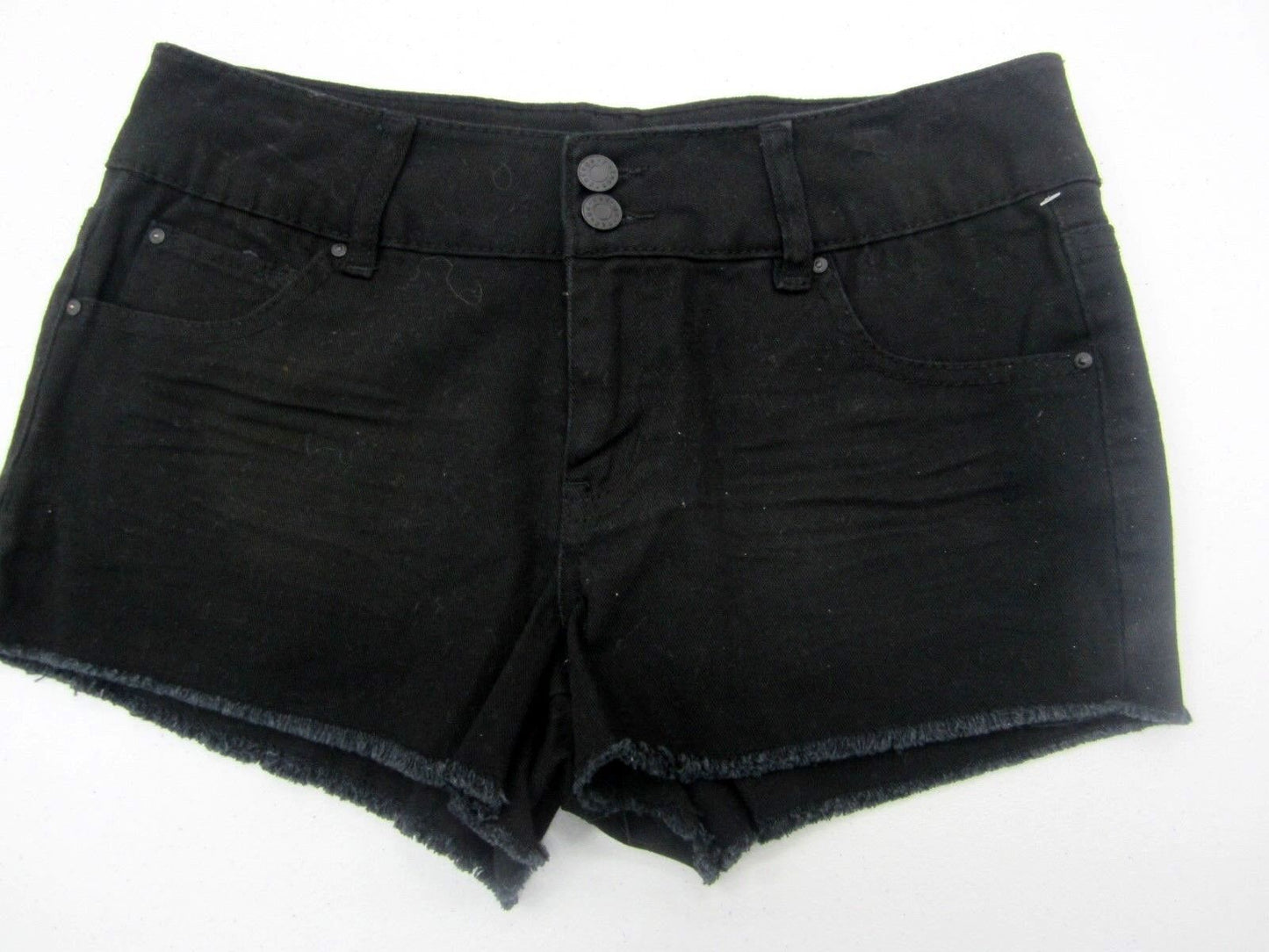 NWT Refuge Denim Mid Rise Shortie Shorts Olive Green Fringe Hem Size 2 x 2"L