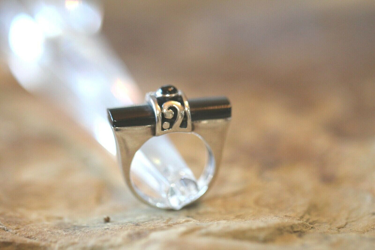 *VINTAGE*  925 Sterling Silver Black Onyx Handmade Ring Size 7.25