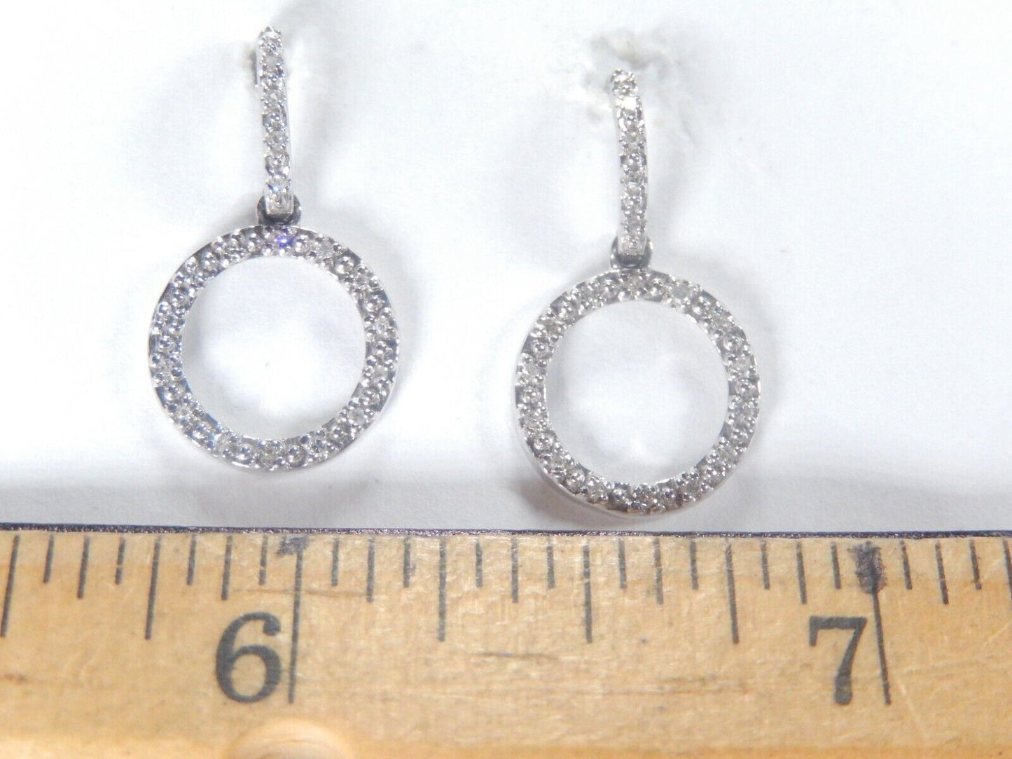 10K White Gold 1/3ct Cluster Diamond Dangle Earrings