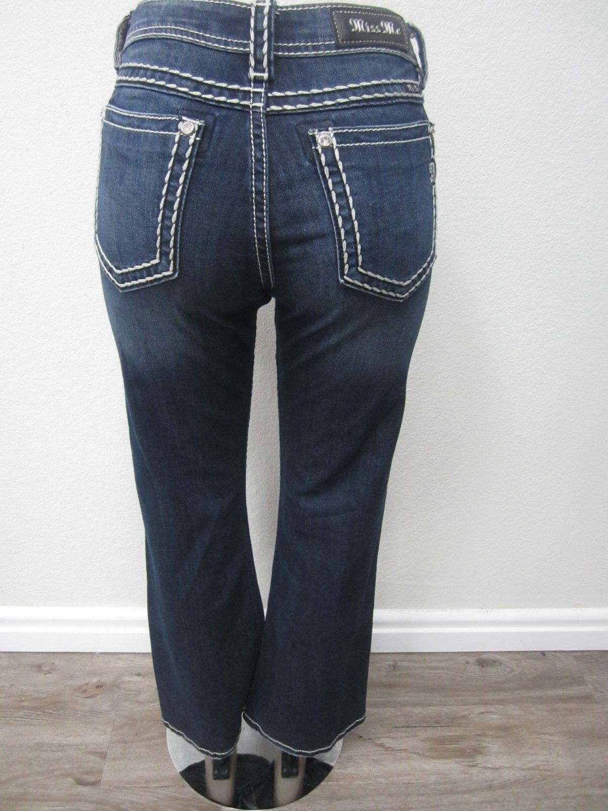 NWT MISS ME JS5012B7V WOMENS LOOSE SADDLE STITCH DARK BOOT CUT JEANS SIZE 29x32