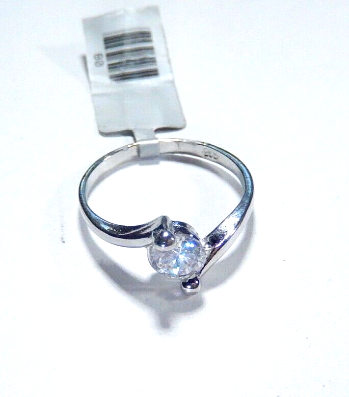 *VINTAGE*  Sterling Silver 2/3 CT CZ Solitaire Band Bypass  Ring Size 7