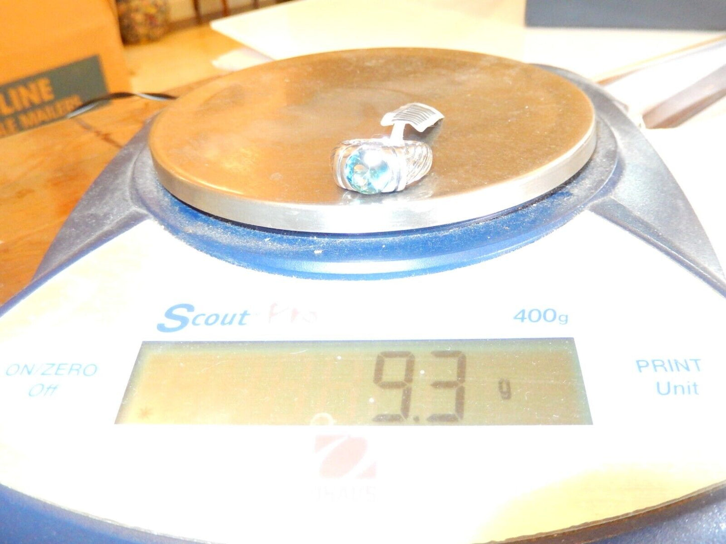 3.0 CT Sterling Silver London Blue Topaz Swirled Ribbed Band Statement Ring Sz 7