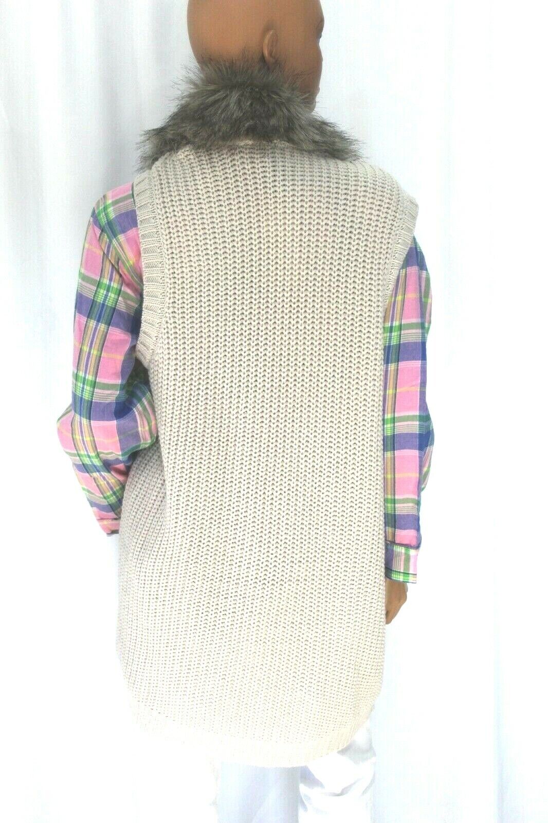 *NWT* $109. Jessica Simpson Plush Fox Fur Trim Cardigan Knit Sweater Wrap Sz 1X