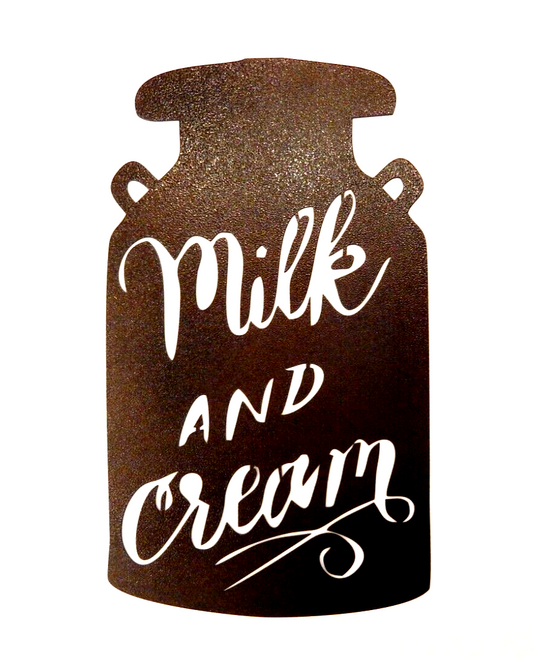 ~NEW~ 14ga.  "MILK AND CREAM"  Copper Brown Powder Coated Metal Wall Art 18"x11"