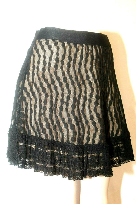 *NWT* $78.  MAX STUDIO SKIRT BLACK LACE NUDE LINING SIZE SMALL "SUPER CUTE"