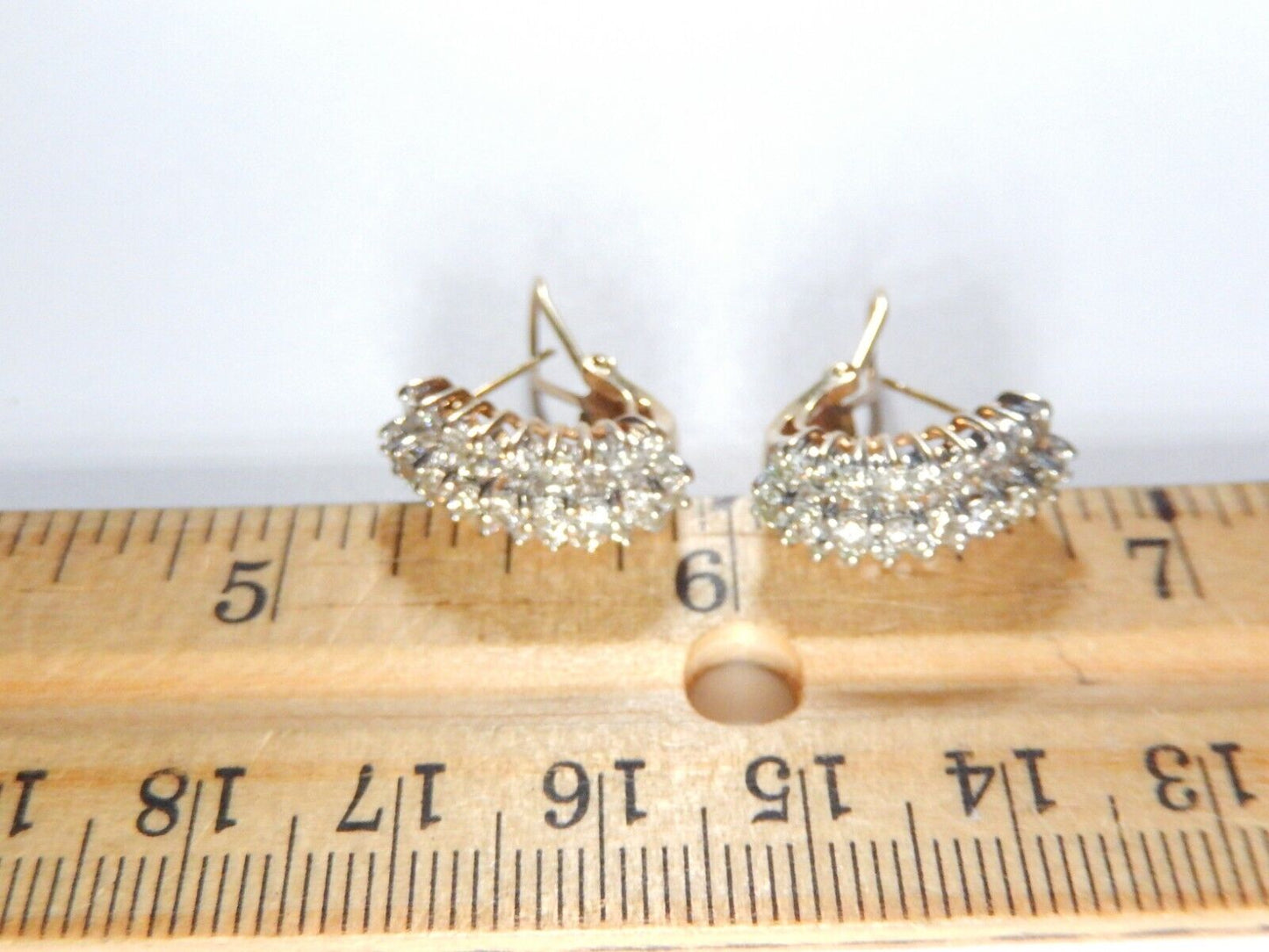 10K Yellow Gold 2.00 CT Natural  Diamond Hoop French Clip Modernist Earrings