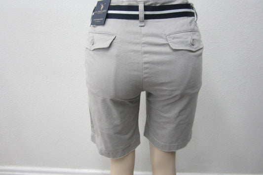 *NWT* U.S. Polo Assn. Men's Flat Front Chambray Shorts w/ Belt Khaki Size 32
