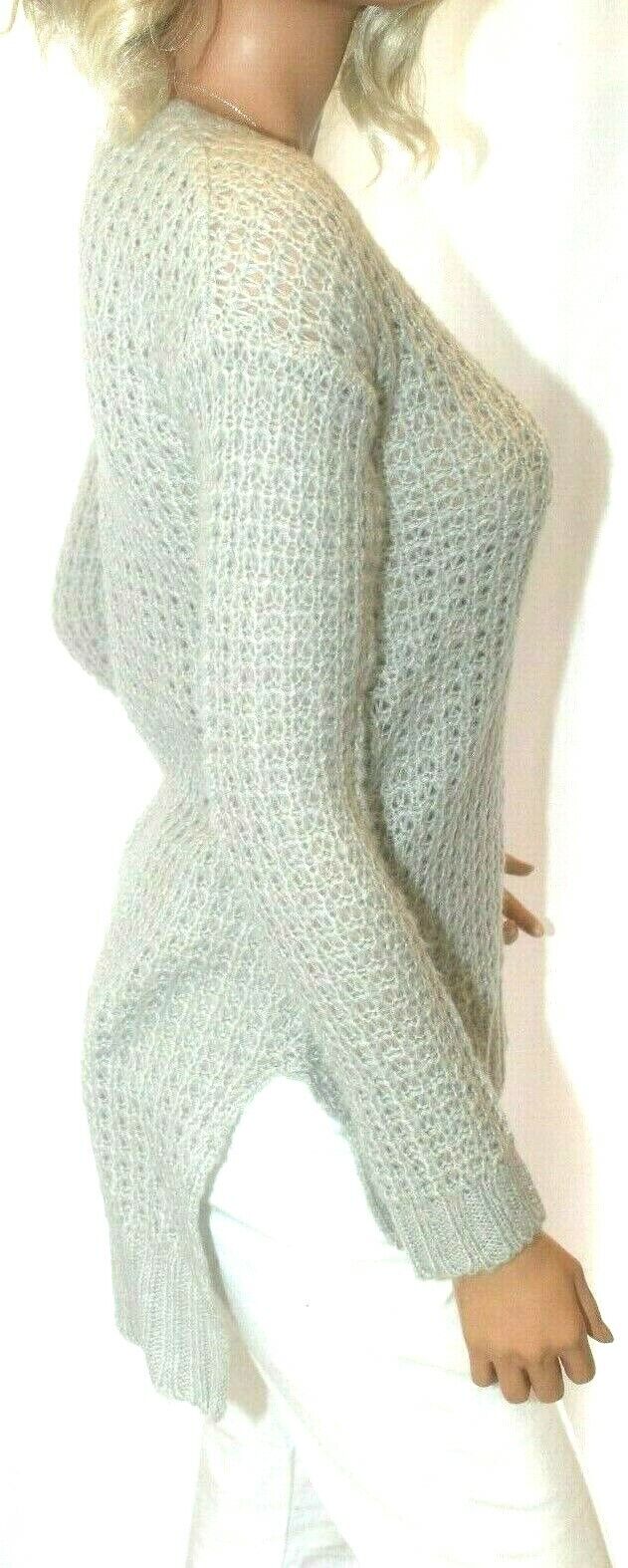 Rue 21 Women's Crochet Knit Long Sleeve  Sweater Grey Top  Size X-Small