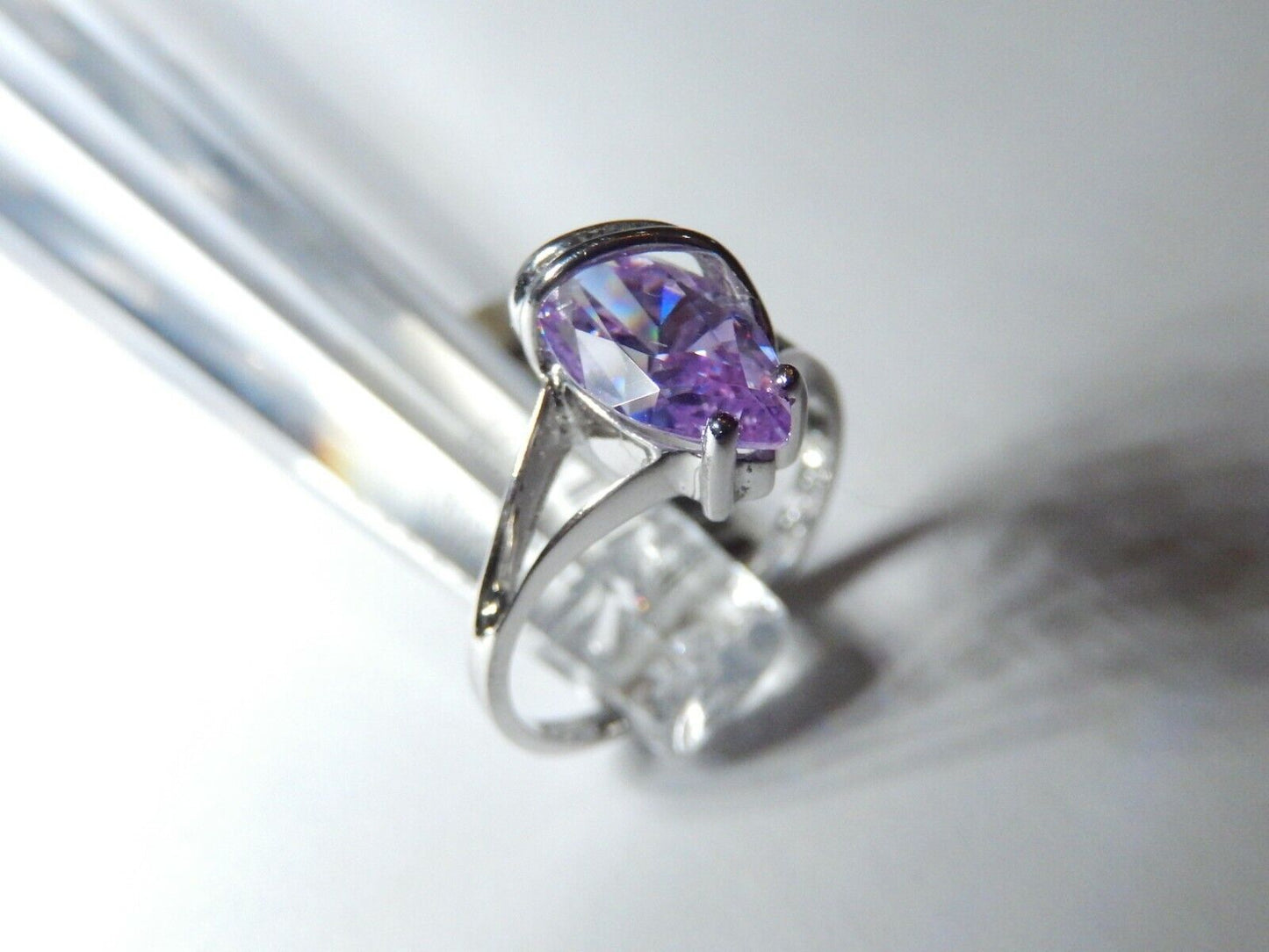 *NEW* 10k White Gold Lavender Marquise Topaz 1.5CT  Solitaire Ring Size 7