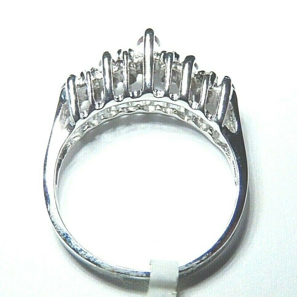 *NWT* 14K WHITE GOLD RUBY & DIAMOND  PYRAMID BAND  RING SIZE 6.75
