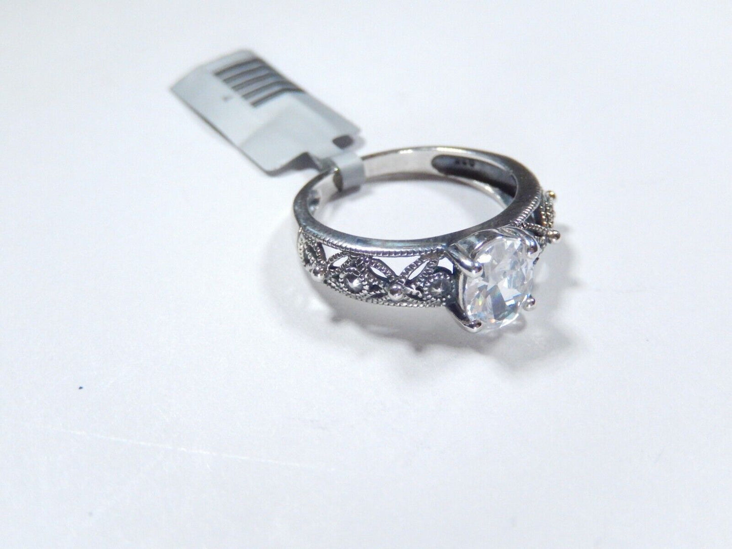 *VINTAGE*   925 Sterling Silver Art Deco 1.25 CT CZ Oval Engagement Ring Sz 7