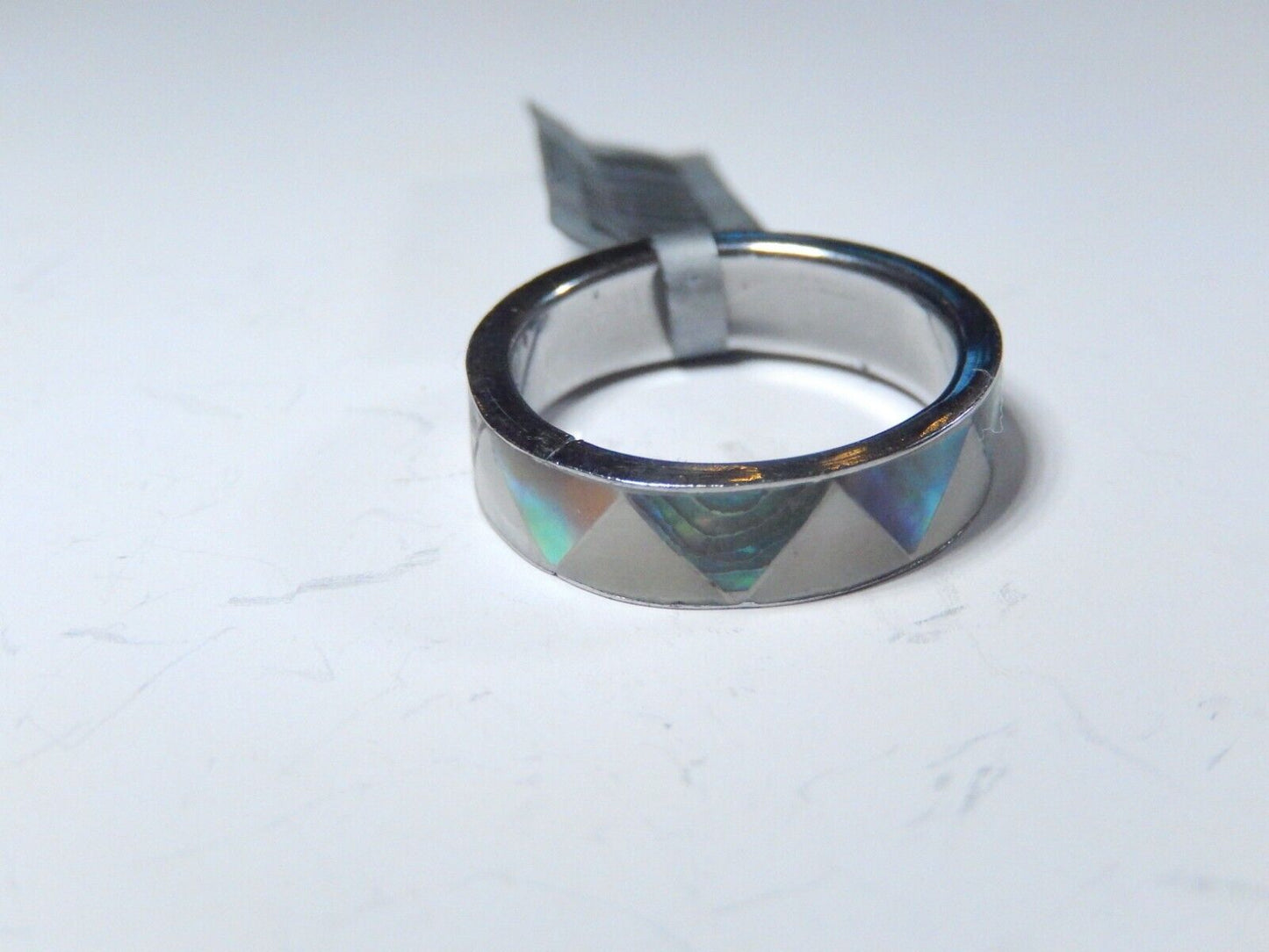 *VINTAGE*  Handcrafted Sterling Silver  Abalone / Mother of Pearl Ring - Sz 6.5