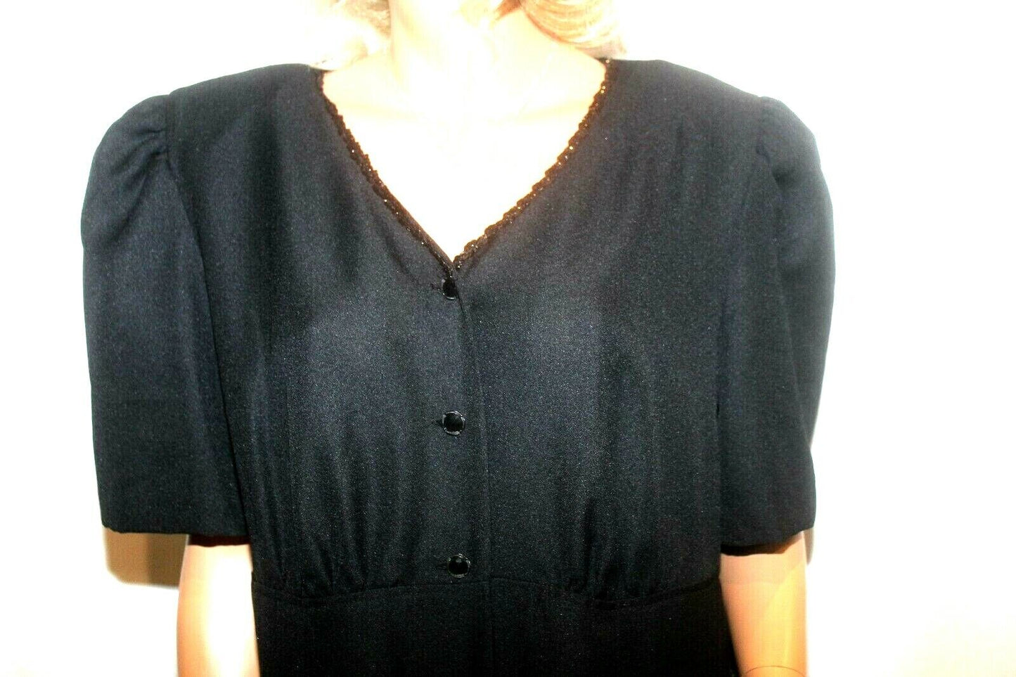 *NWT* $64.  More Jazz Black Sequence Collar Trim Long  Dress Size 20 "VERY NICE"
