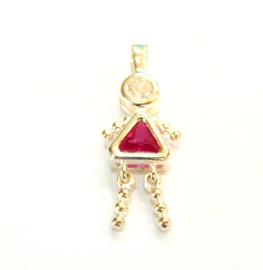 Red July Sterling Silver Birthstone Baby Girl Pendant / Charm