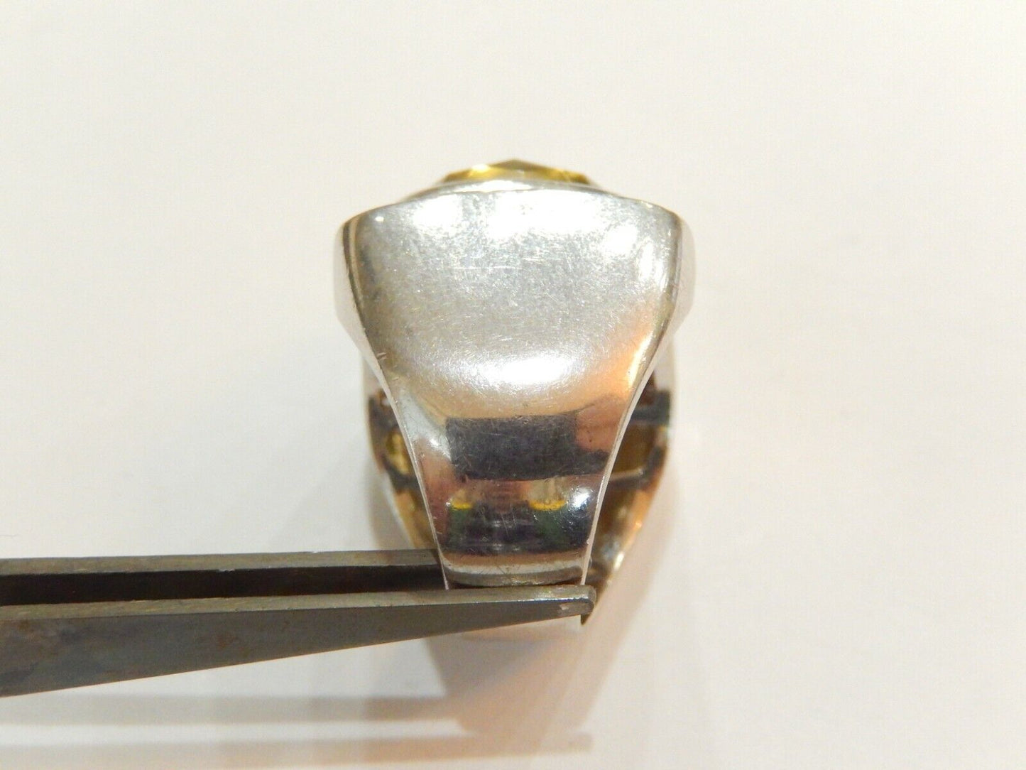 *VINTAGE* HUGE STATEMENT  Citrine  .925 Sterling Silver Handcrafted Ring Sz 7.5