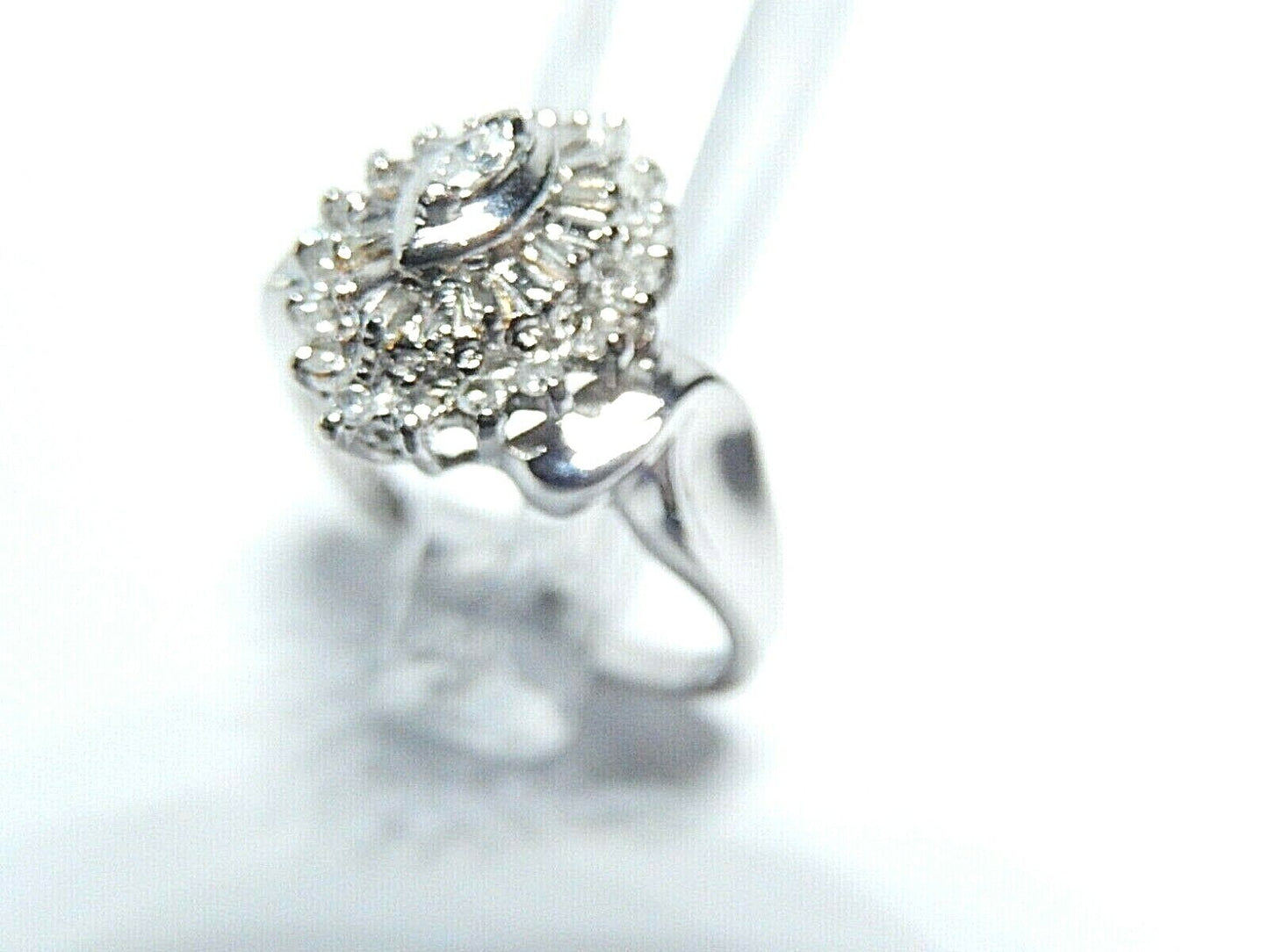 *NEW* 10K White Gold 1/3CT  Diamond Cluster Ballerina Ladies Ring Size 7.5