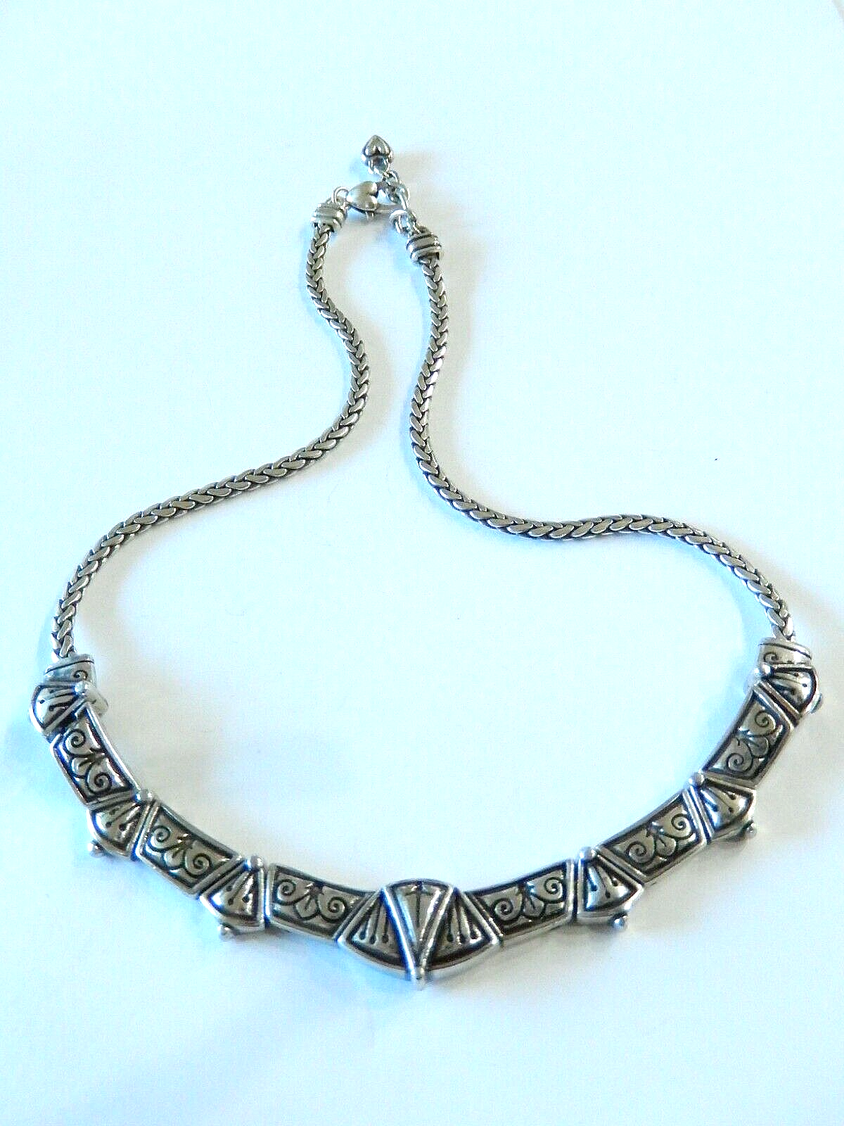 *RETIRED*  BRIGHTON Silver Tone Link Statement Necklace  18”