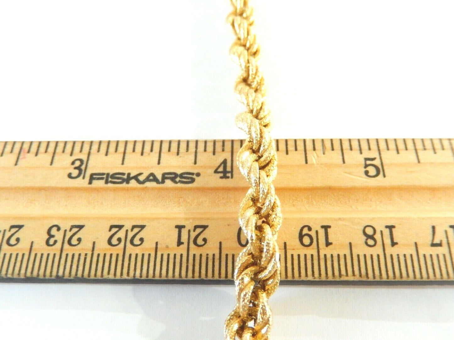 *VINTAGE*  14K YELLOW GOLD  7.25" 6.5mm  Rope Bracelet: 1.8 Grams
