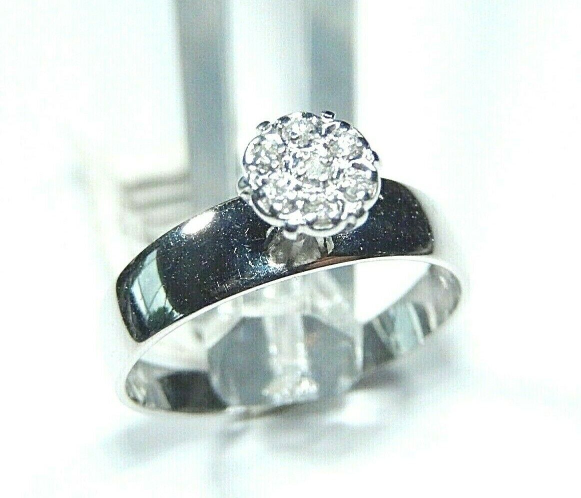 *NWT* 10k White Gold Seven Natural VS Diamond Wedding Engagement Ring Size 5.75