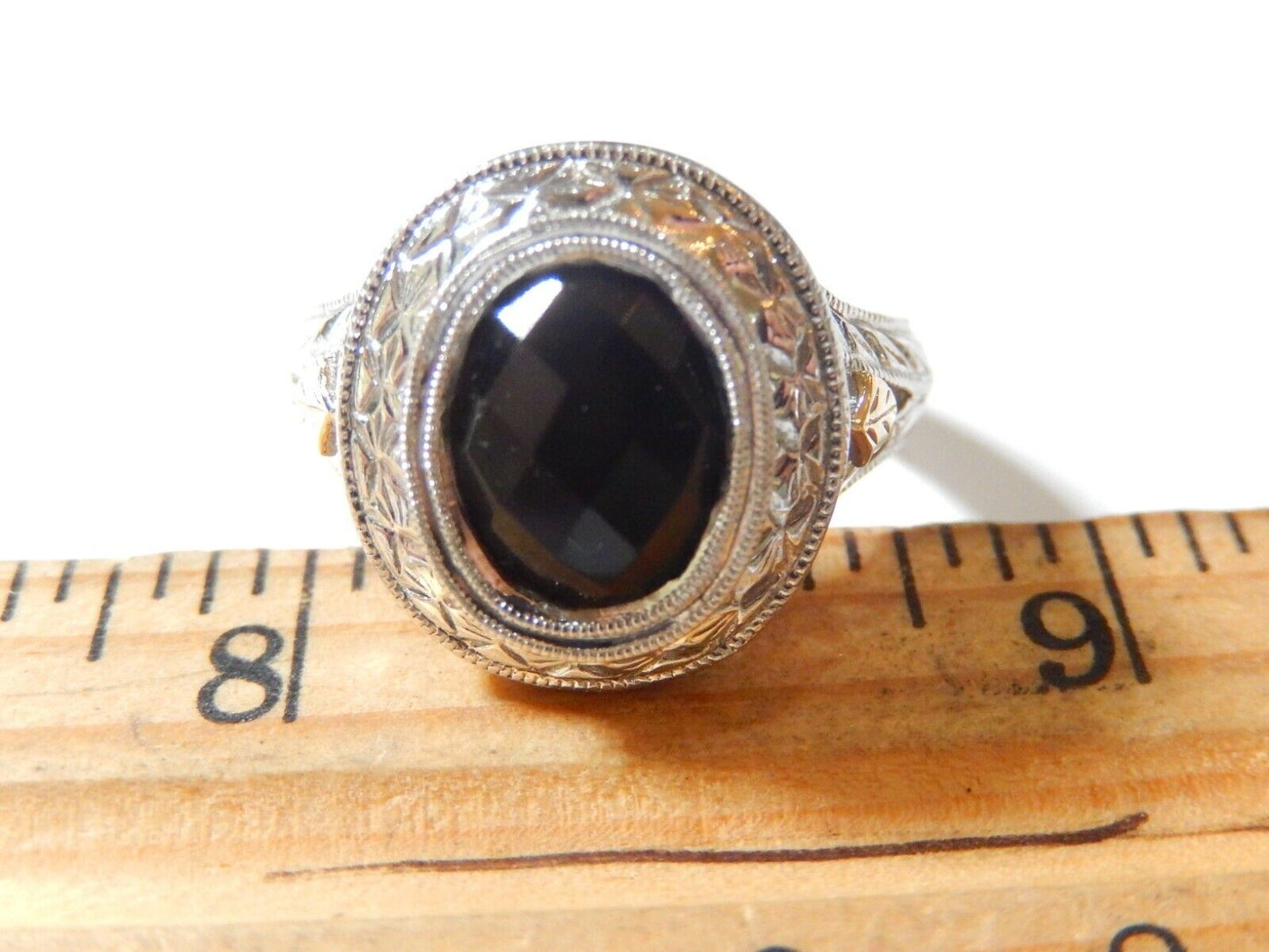 Gabriel & Co   18k Yellow Gold / 925 Sterling Silver Black Onyx Ring Sz 7.5