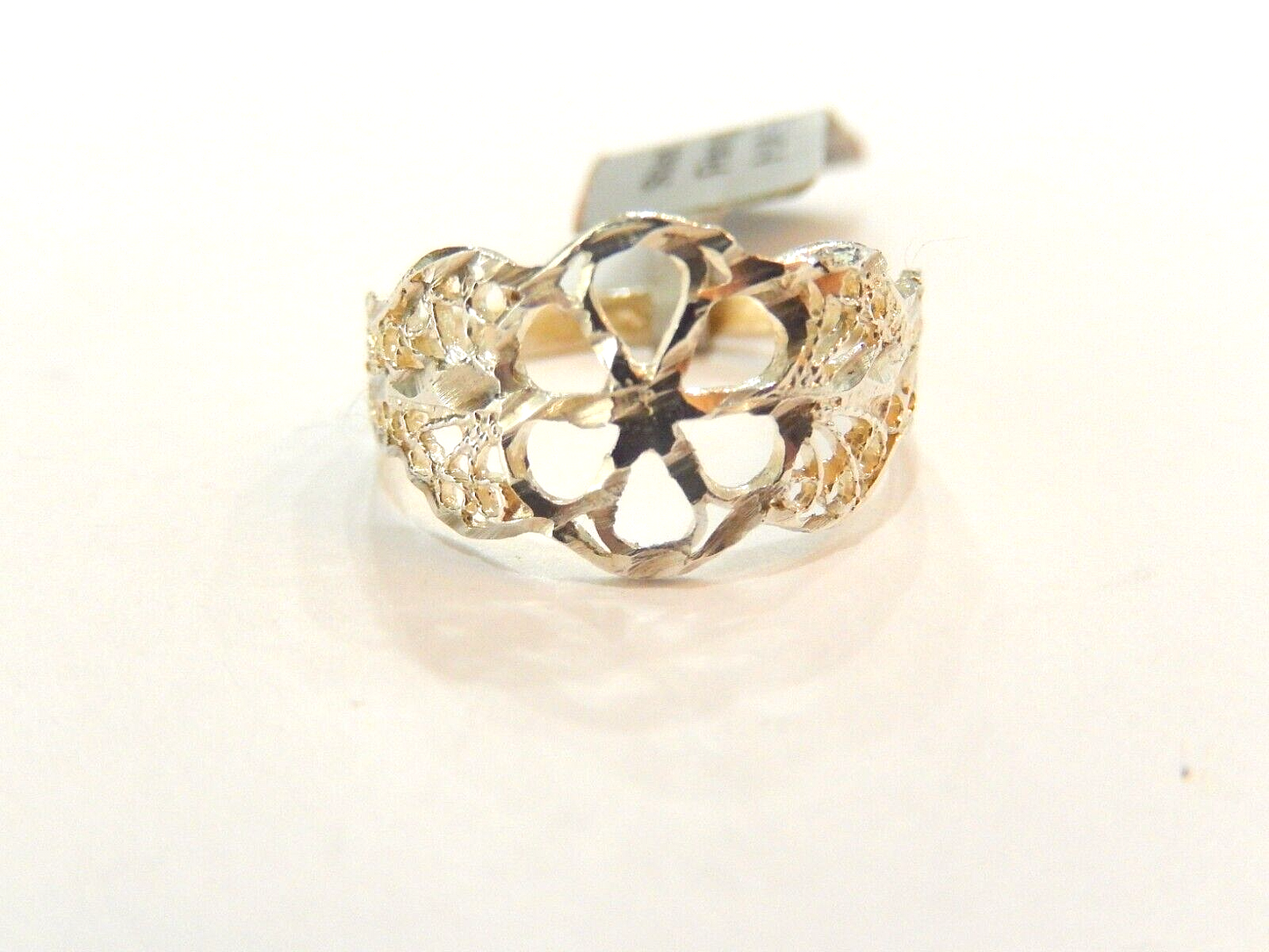 *VINTAGE*  Sterling Silver Diamond Cut Filigree Oval Ring  Size  8