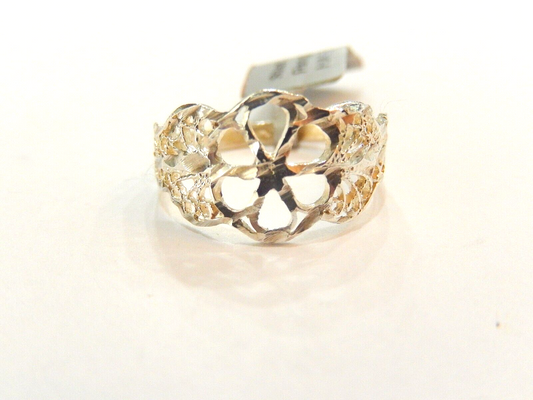 *VINTAGE*  Sterling Silver Diamond Cut Filigree Oval Ring  Size  8