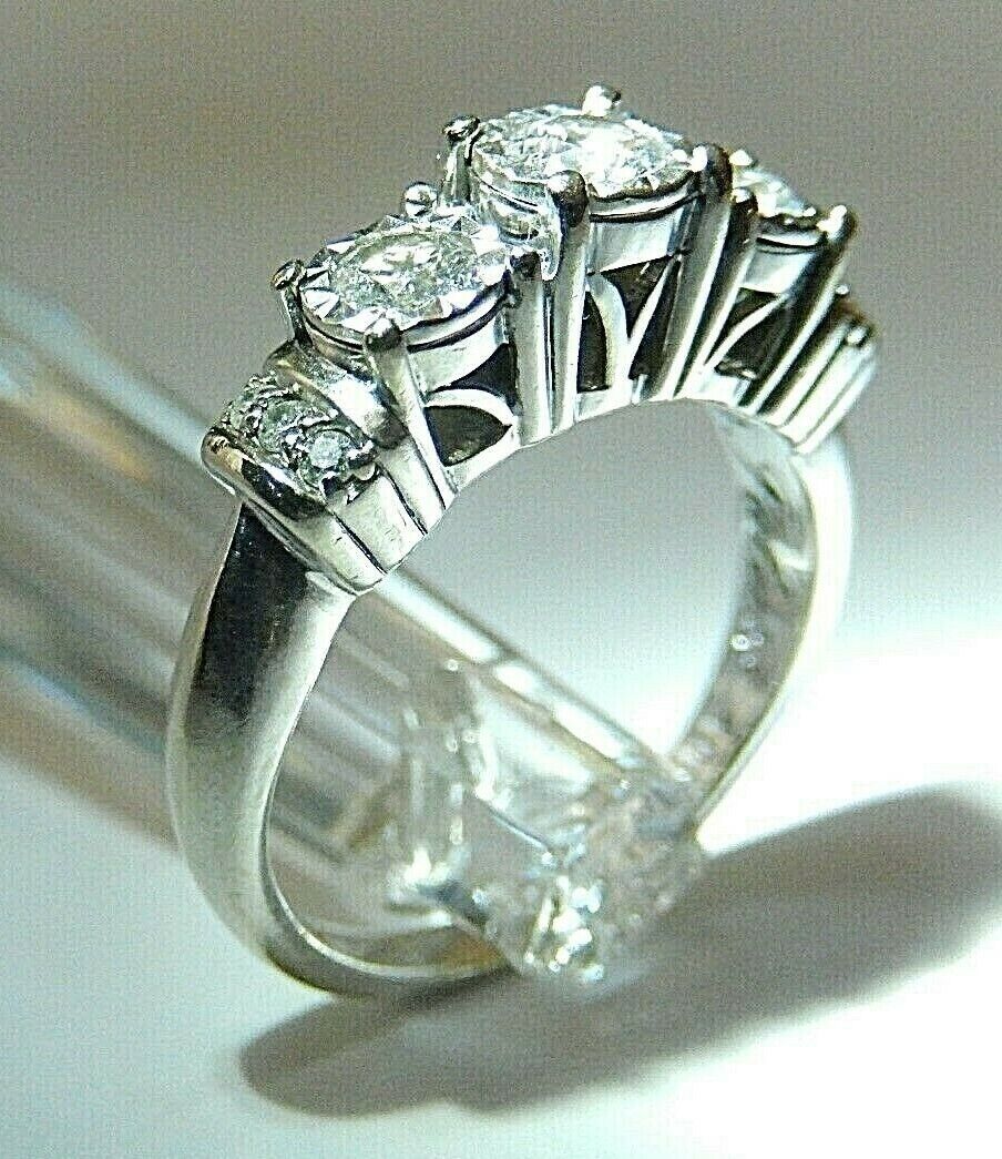 *VINTAGE* Solid 10K White Gold Past Present Future .50CT  VS Quality Diamonds