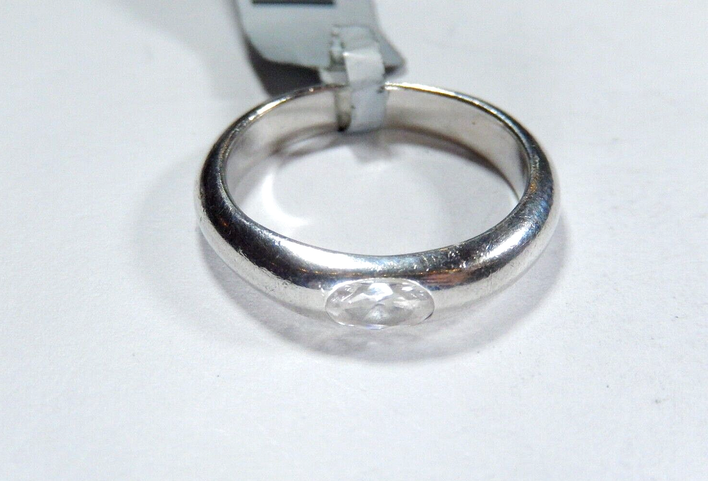 *VINTAGE*  Sterling Silver 4mm Heavy  Cubic Zirconia CZ Band RING Size 7.5