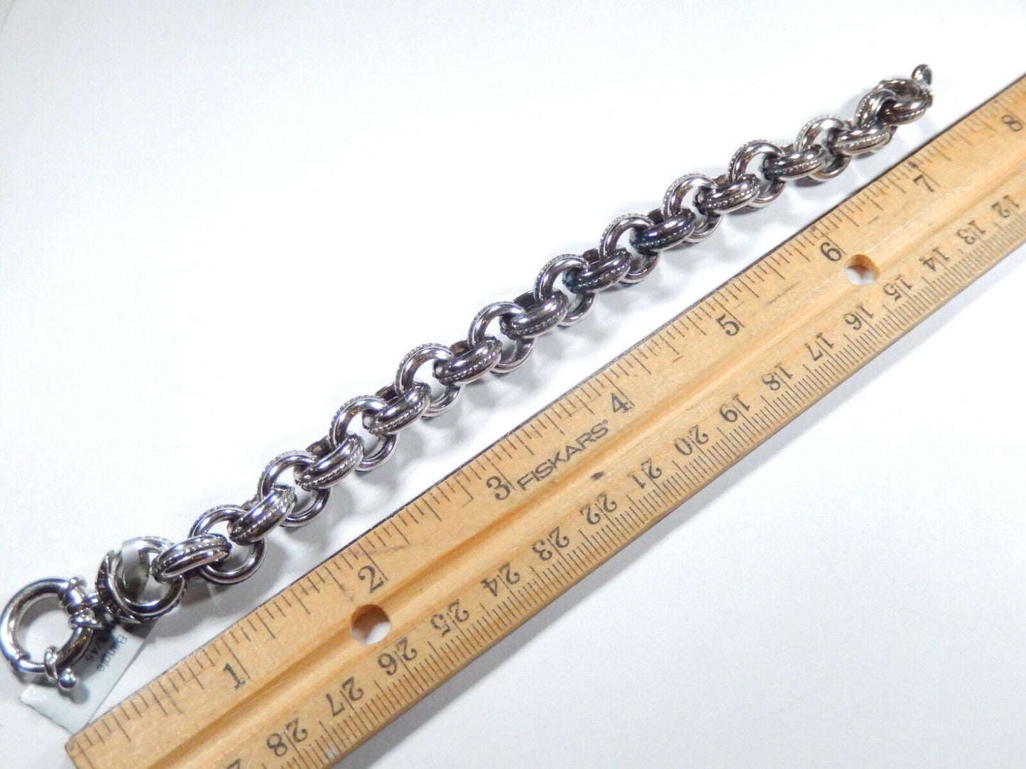 *VINTAGE*  Italy STERLING Silver 13mm Wide Chunky ROLO Chain Link Bracelet 7.5"