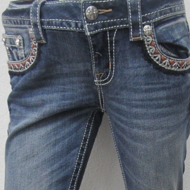 *NWT*MISS ME Women's BOOT CUT Jeans JP7697B4  Med Blue  Size W29 X L34 CUTE