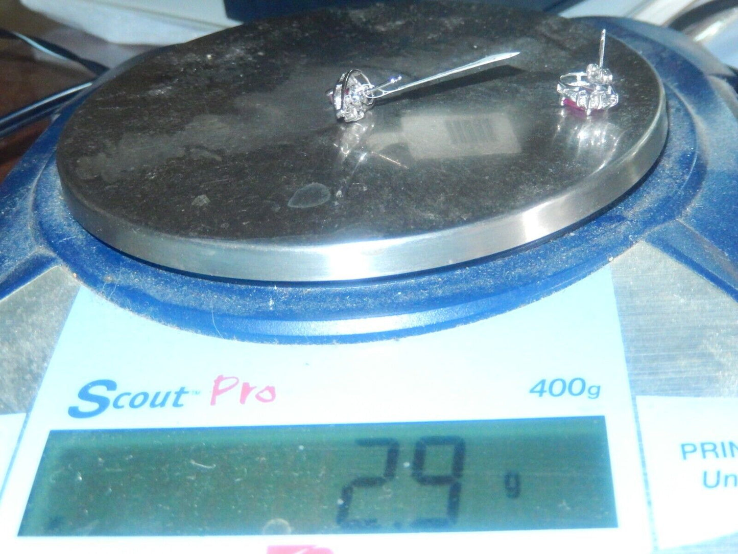 10k White Gold Lab-Created Ruby and Diamond Earrings