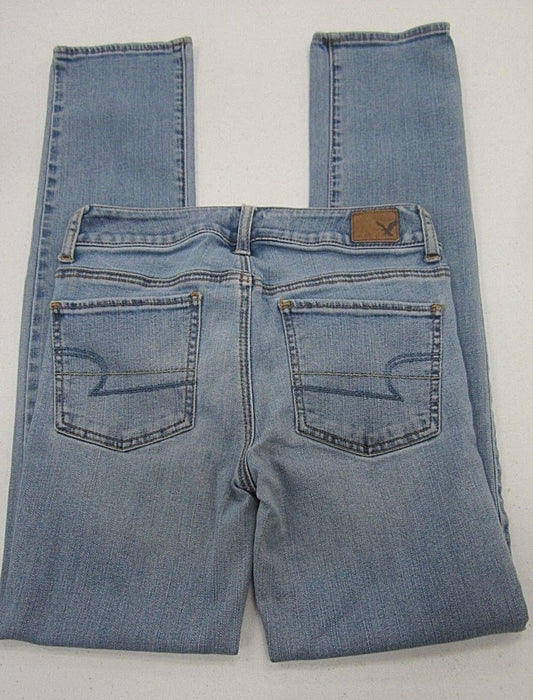 *NICE* AMERICAN EAGLE Straight Super Stretch  Blue Denim Jeans sz 2 x 30"L