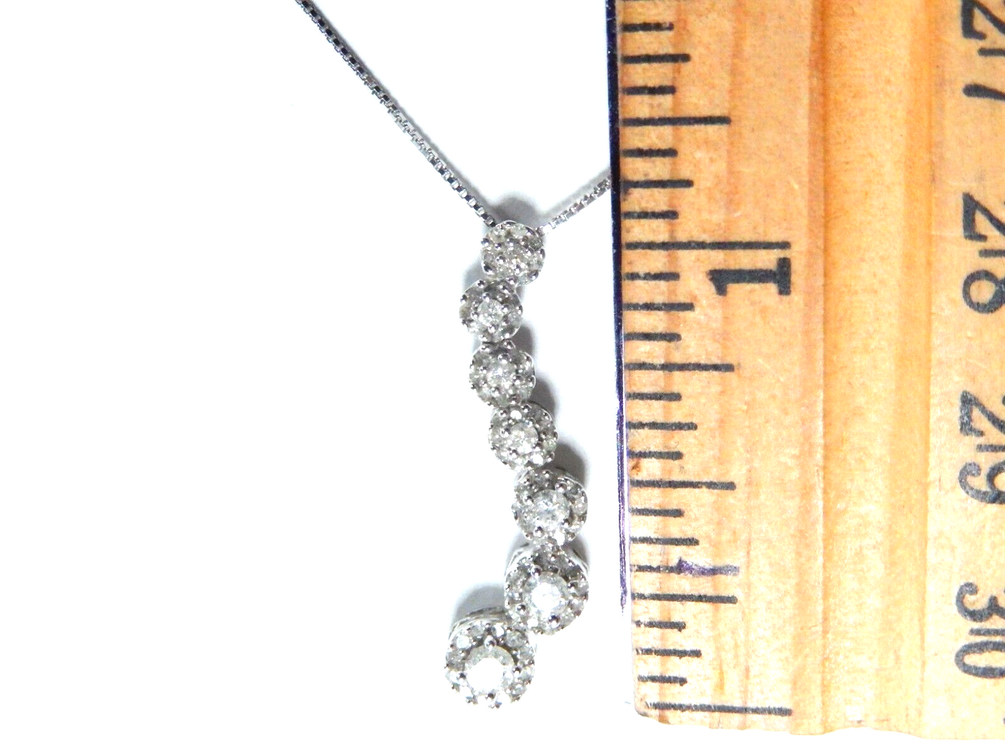 10K White Gold 2/5 CT Diamond Journey Pave Halo Necklace Pendant w/18" Chain
